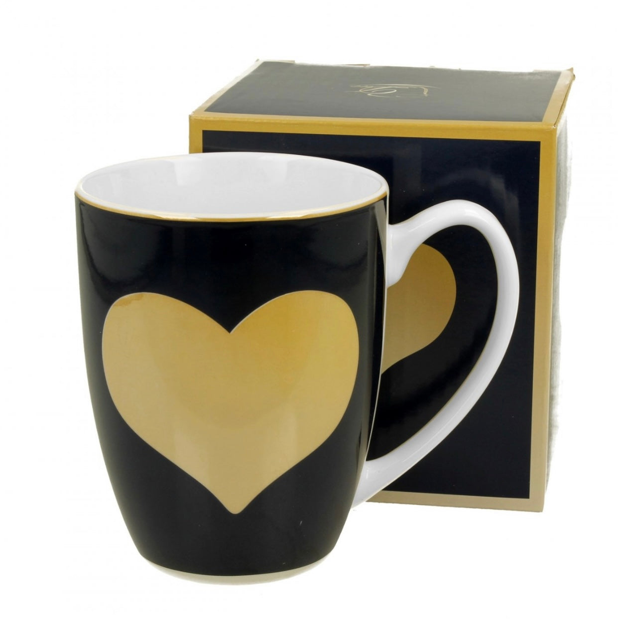 Krūze Tumši zila ar zelta lielu sirdi- Valentīndienas dāvana, 360 ml