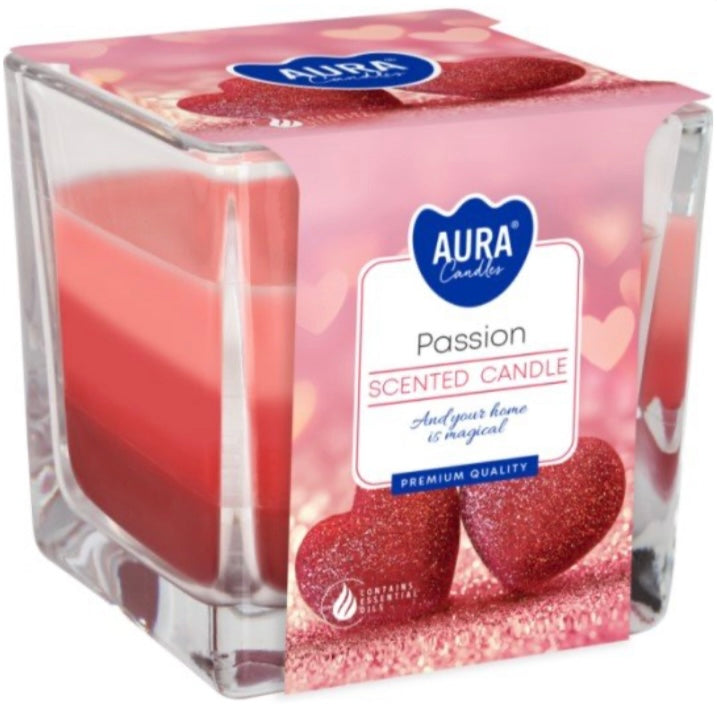 Svece stikla traukā “Passion” 8x8 cm, 32 h