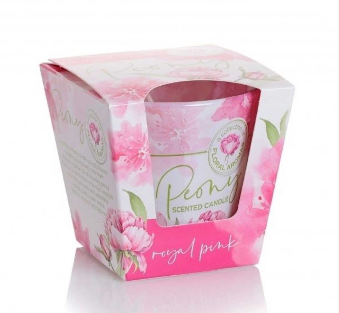 Svece stikla traukā ar aromātu “Peony” – Royal Pink 115 g,30 h