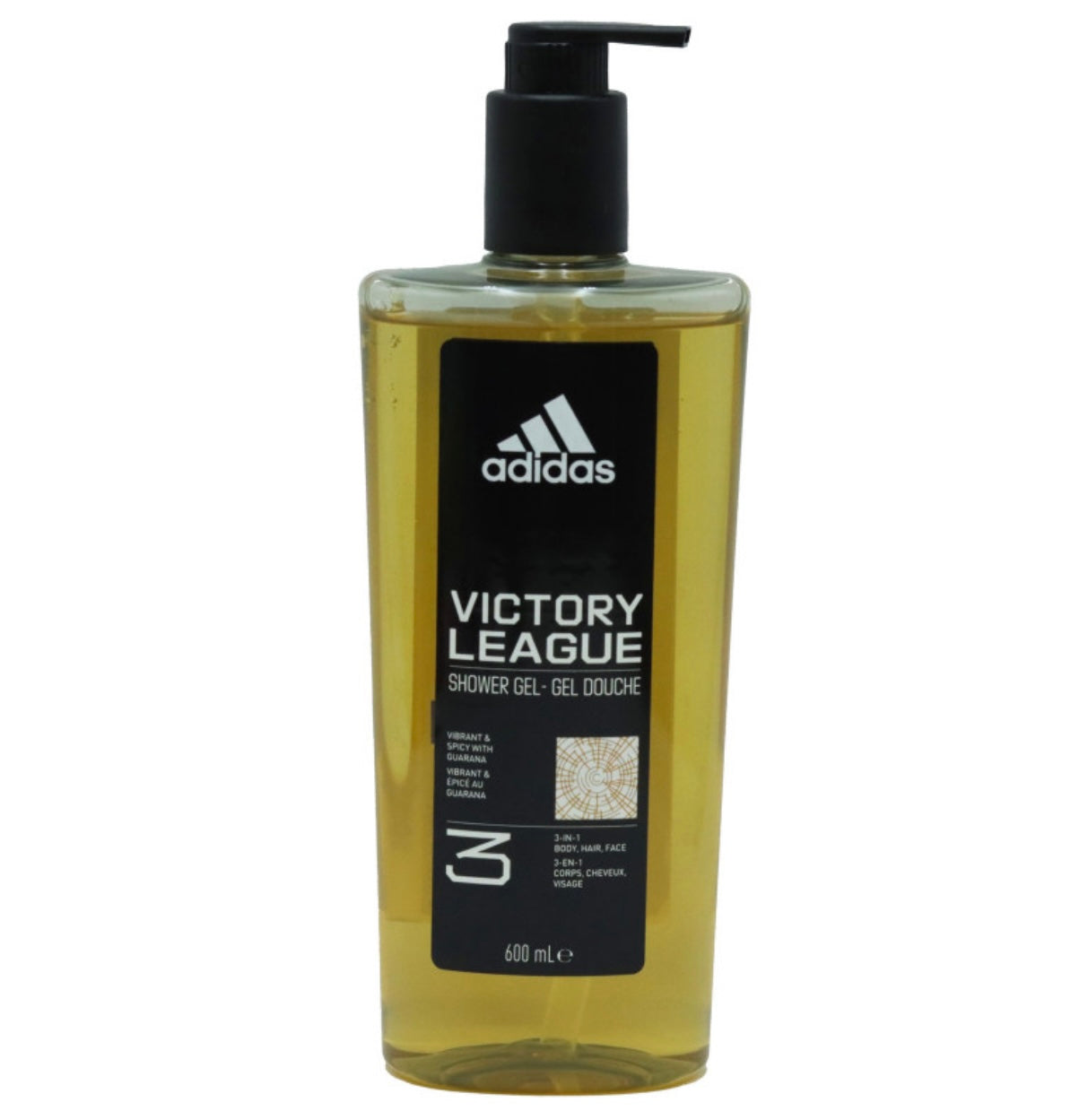Adidas Victory League 3 in 1 dušas želeja ar dozatoru 600 ml – ķermenim, sejai un matiem