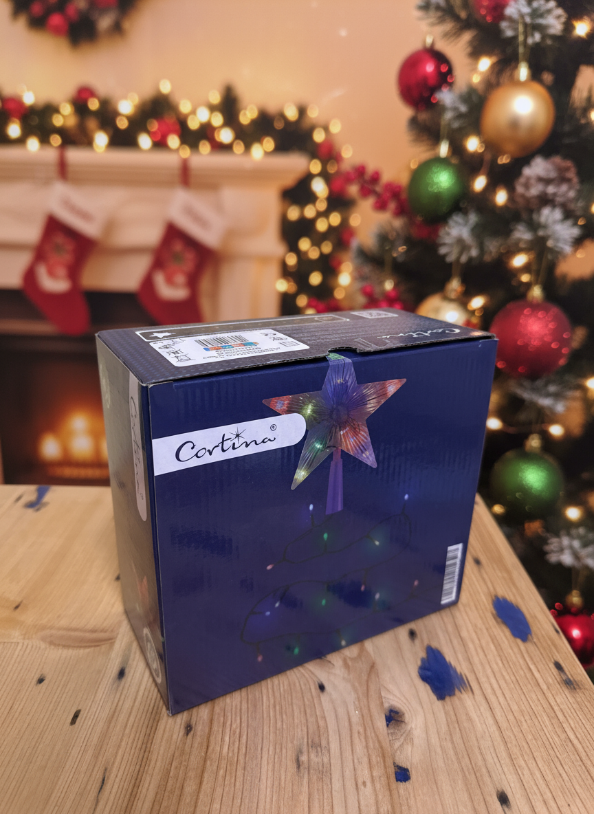 Ziemassvētku krāsainas gaismas virtene ar zvaigzni 15,19m