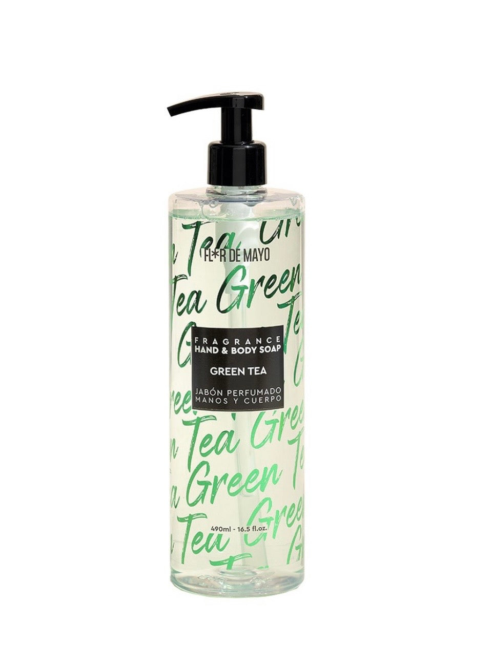 Flor de Mayo aromātiskās šķidrās roku un ķermeņa ziepes ar zaļās tējas aromātu, 490 ml