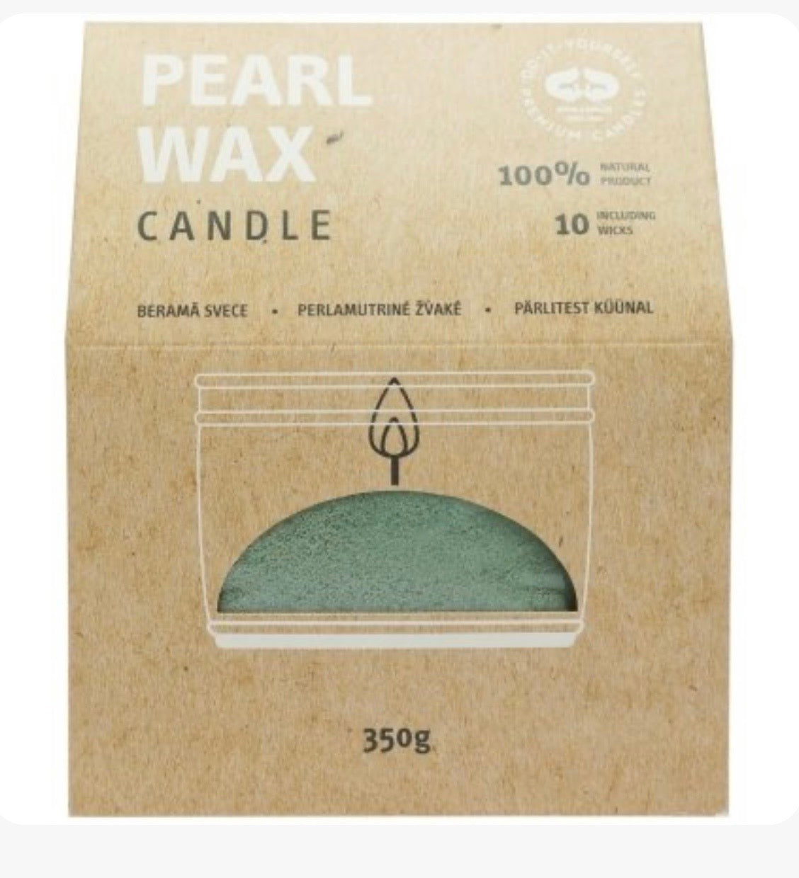 Pērļu vaska beramā svece “Pearl Wax” – pasteļzaļa Diana Sveces