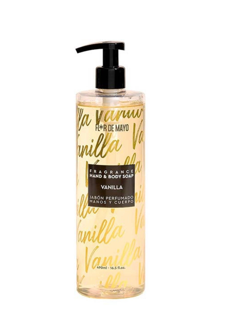 Flor de Mayo aromātiskās šķidrās roku un ķermeņa ziepes ar vaniļas aromātu, 490 ml