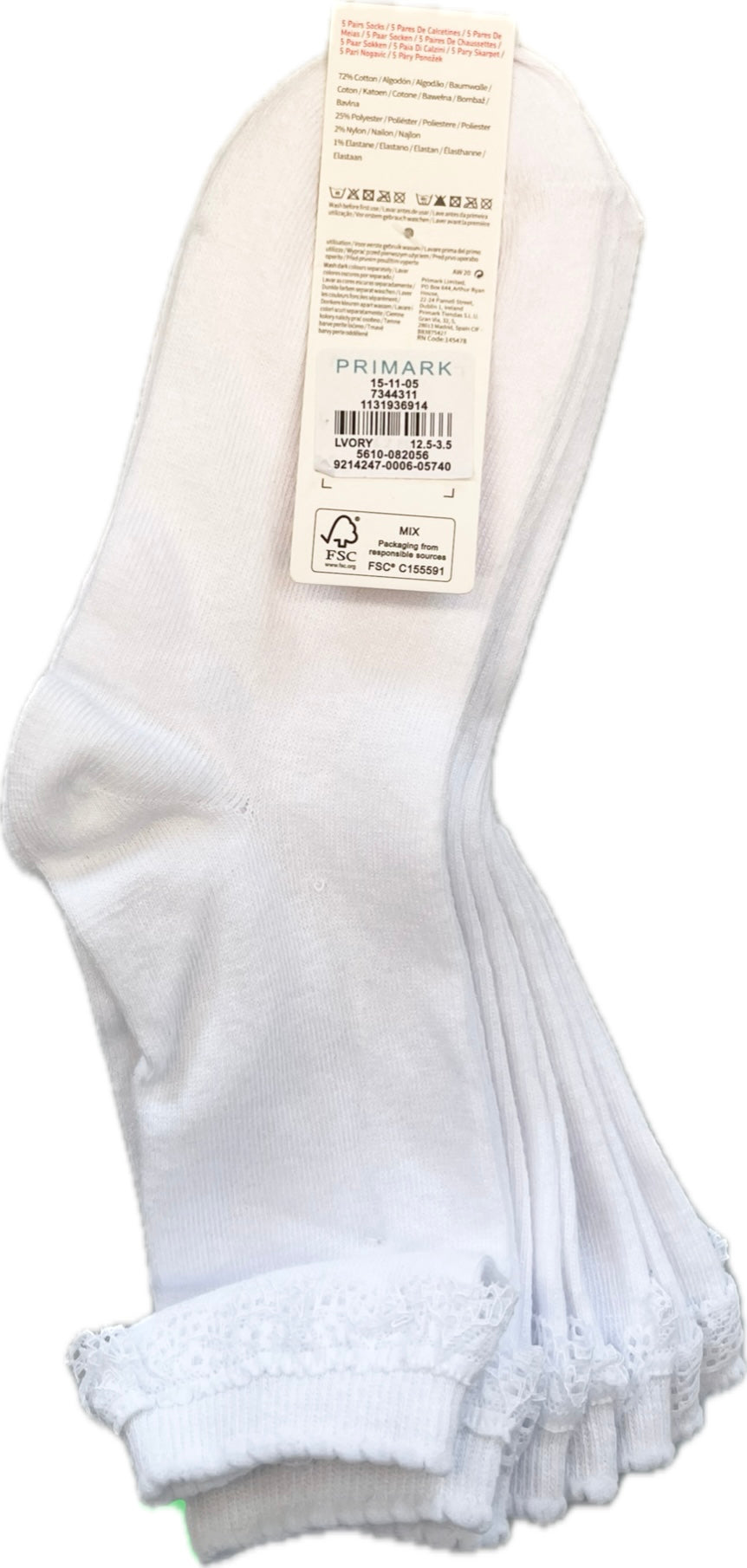 Meiteņu zeķes - Primark - 7-10 gadi - EU 30.5-36 - UK 12.5-3.5 - 5 gb.