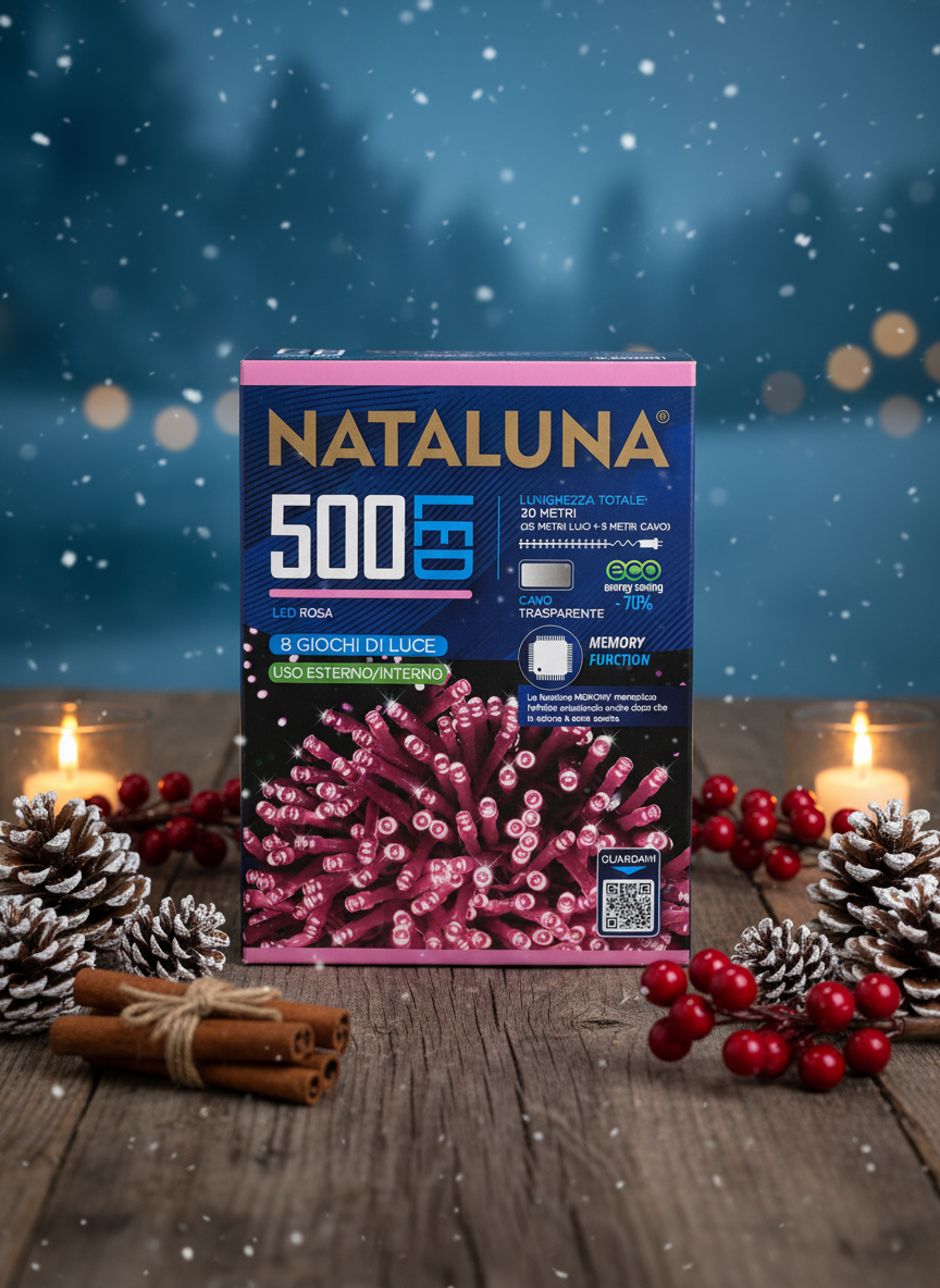 Ziemassvētku 500 LED gaismiņas rozā 30m