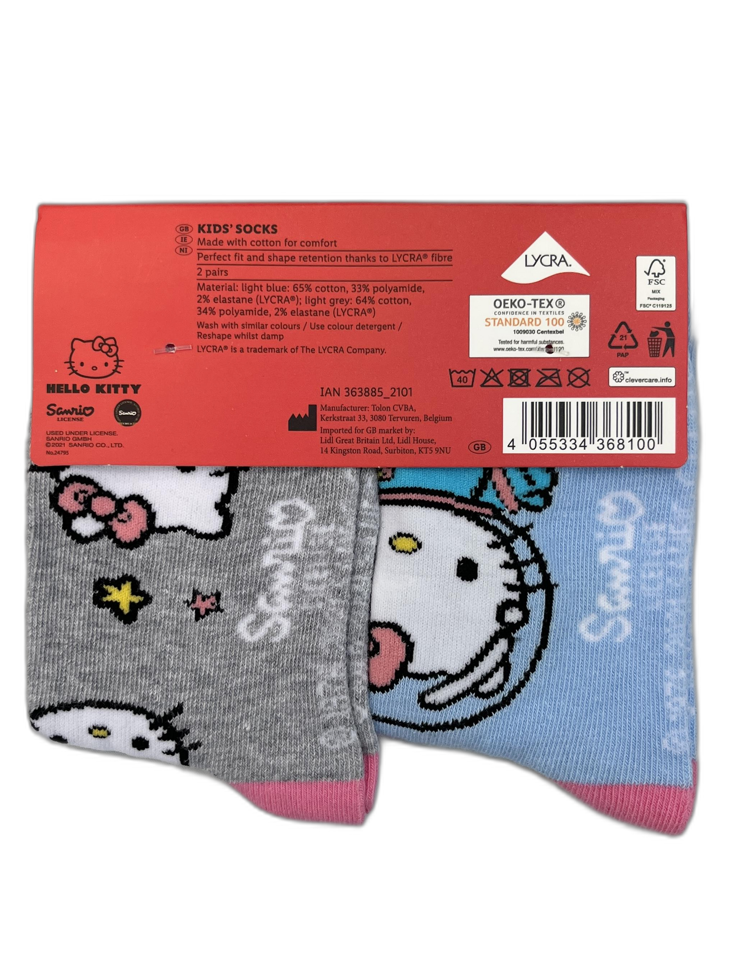 Meiteņu zeķes - Hello Kitty - 6-8 gadi - EU 31-34 - 2 gb.