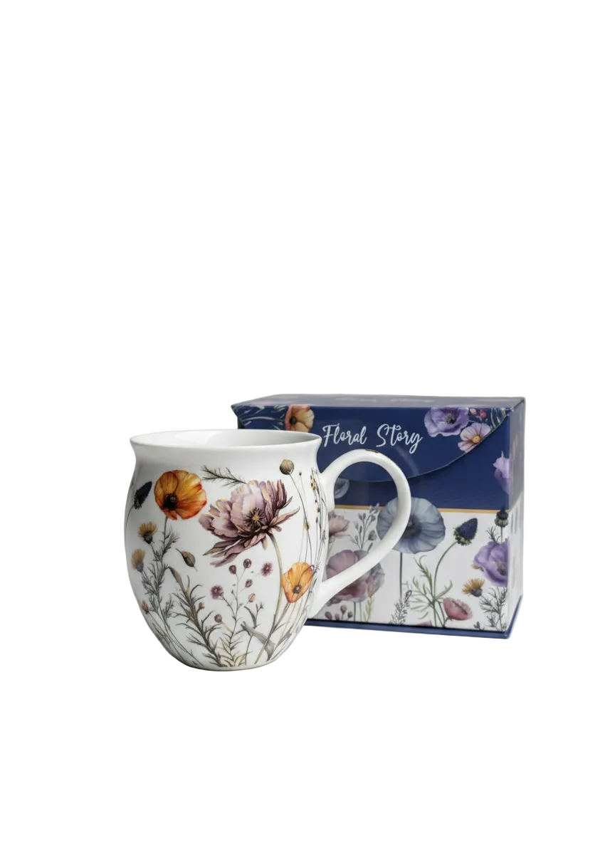 Floral mug with neutral background