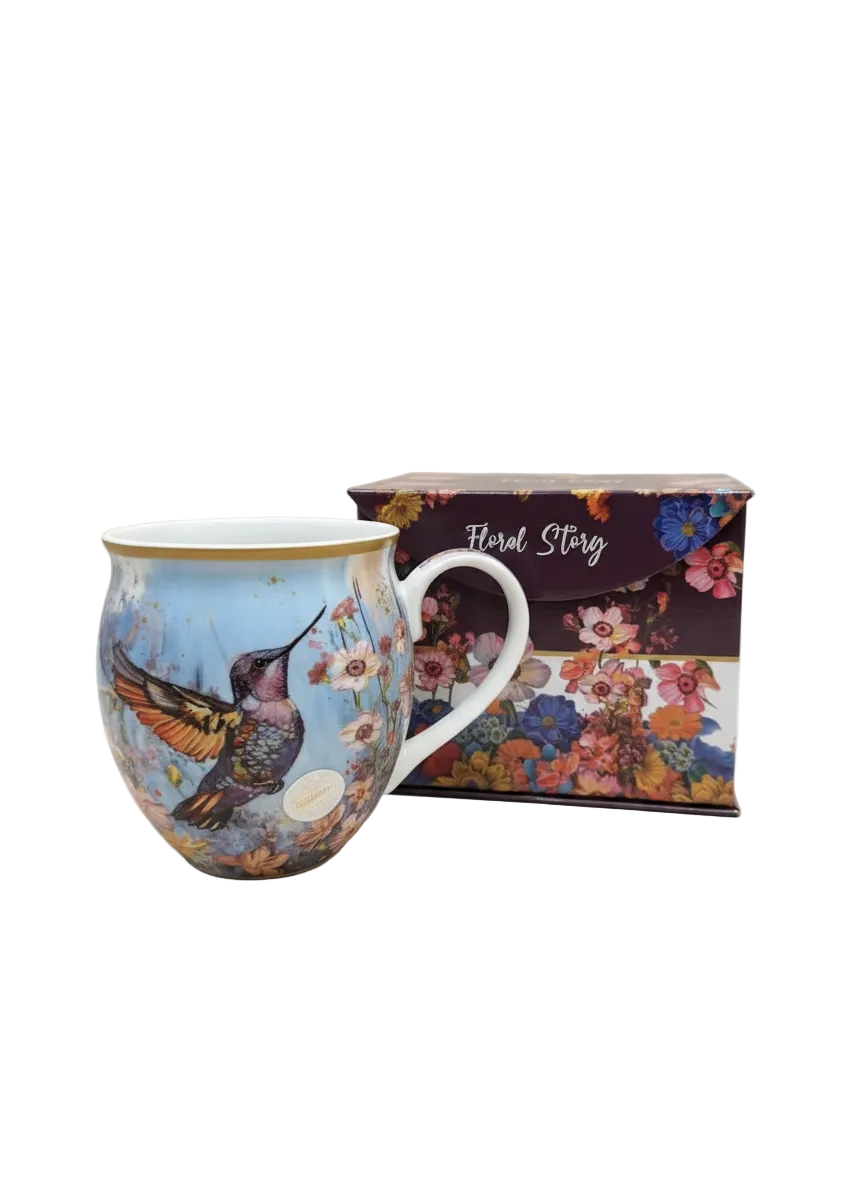Hummingbird mug with neutral background