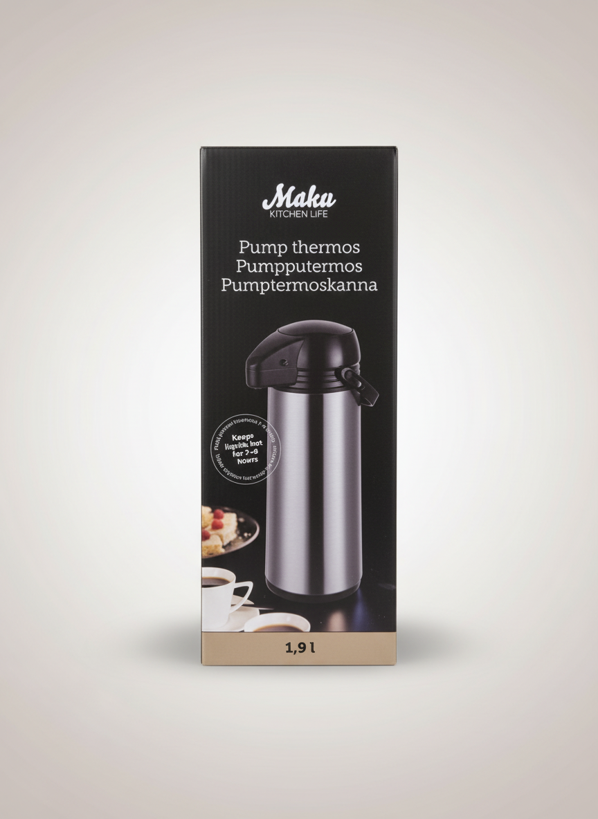Maku pump thermos with neutral background