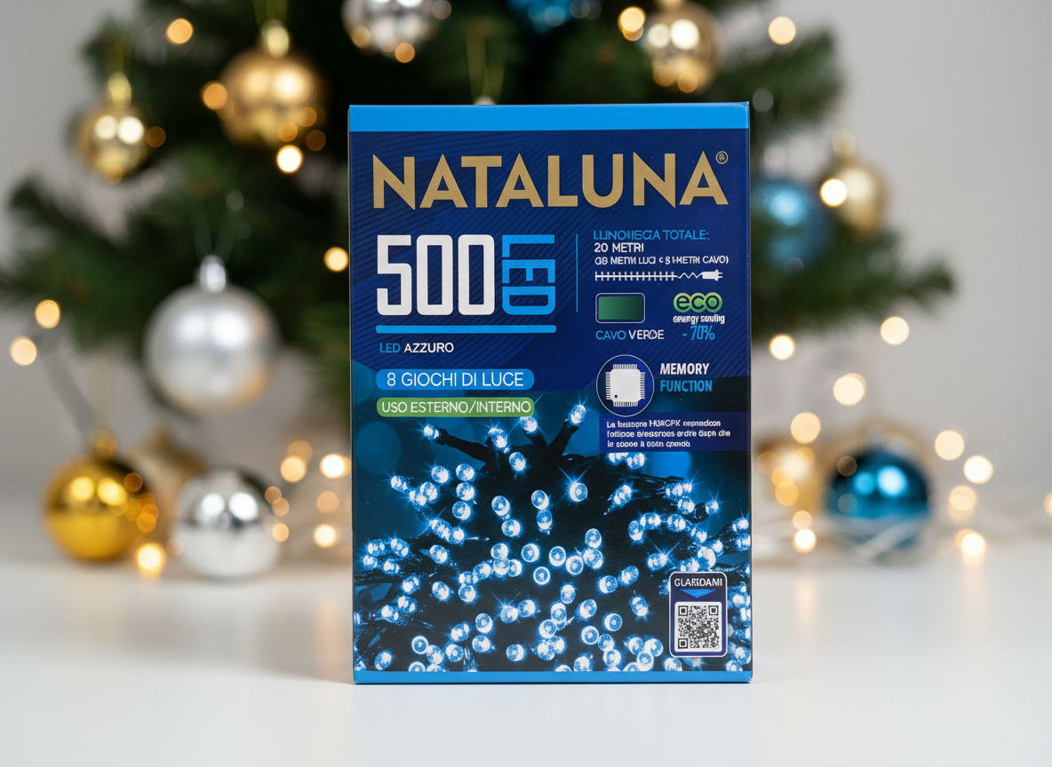 Ziemassvētku 500 LED gaismiņas zilas 30m