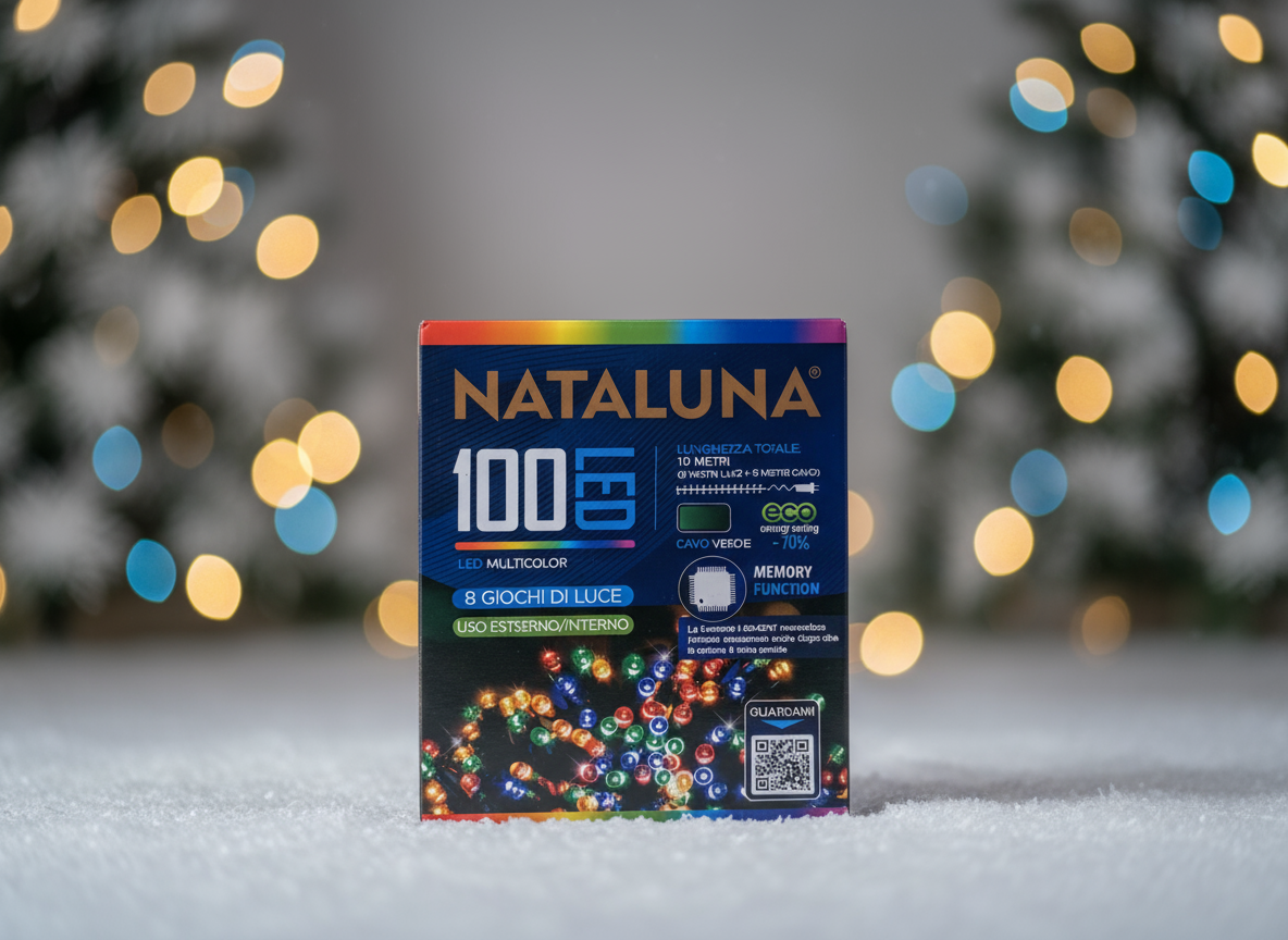 Ziemassvētku 100 LED gaismiņas krāsainas 10m