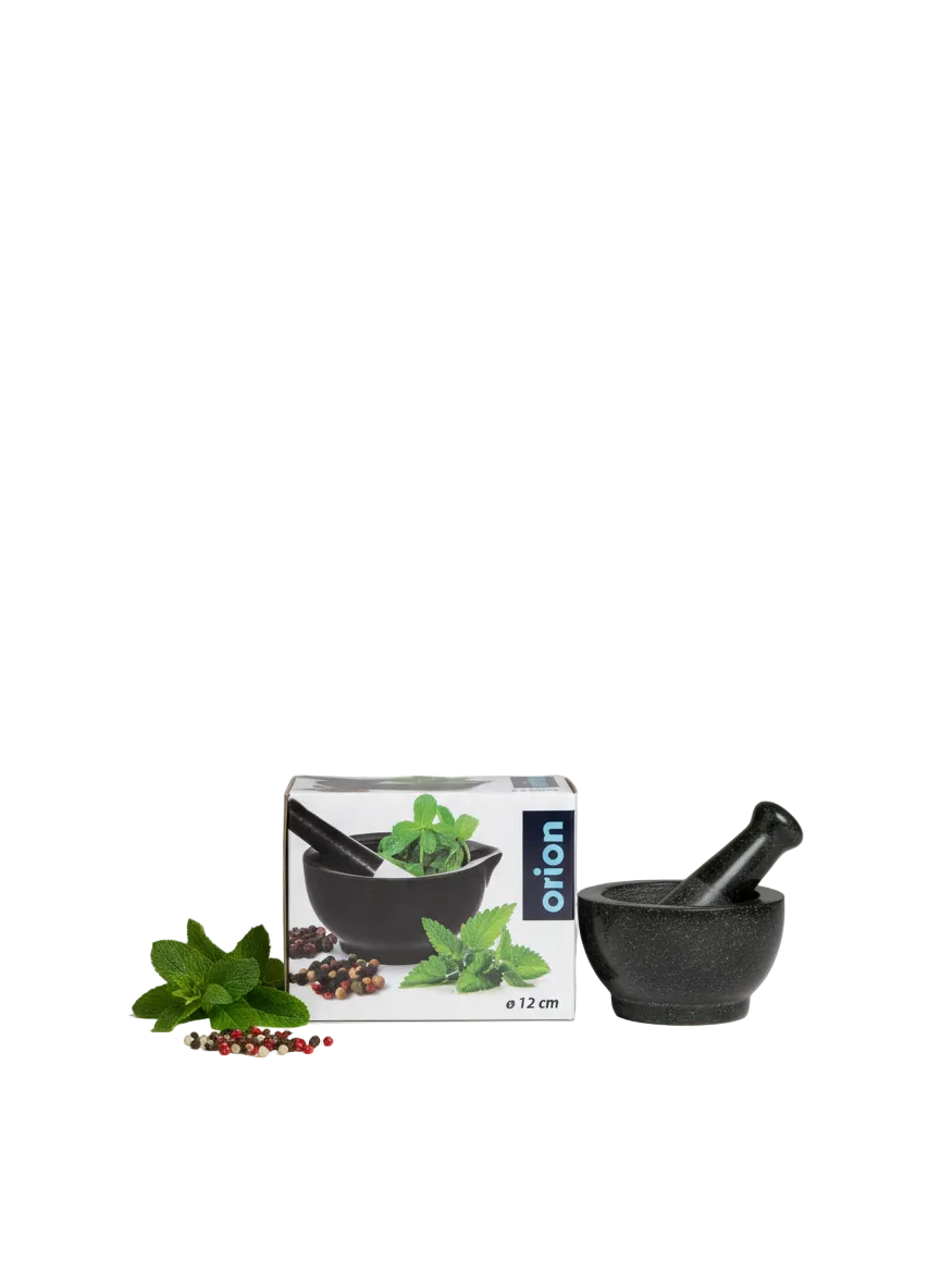 Orion mortar and pestle with neutral background