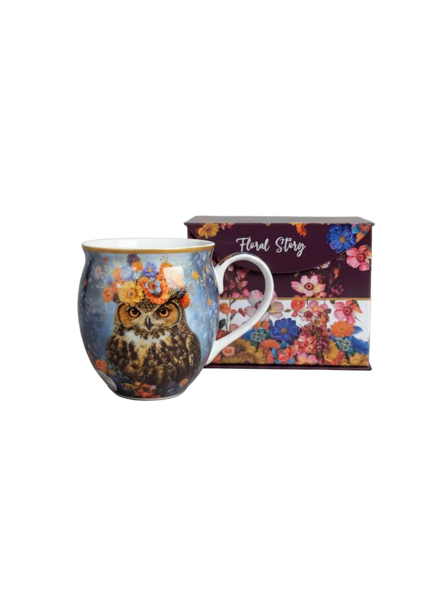 Owl mug with neutral background