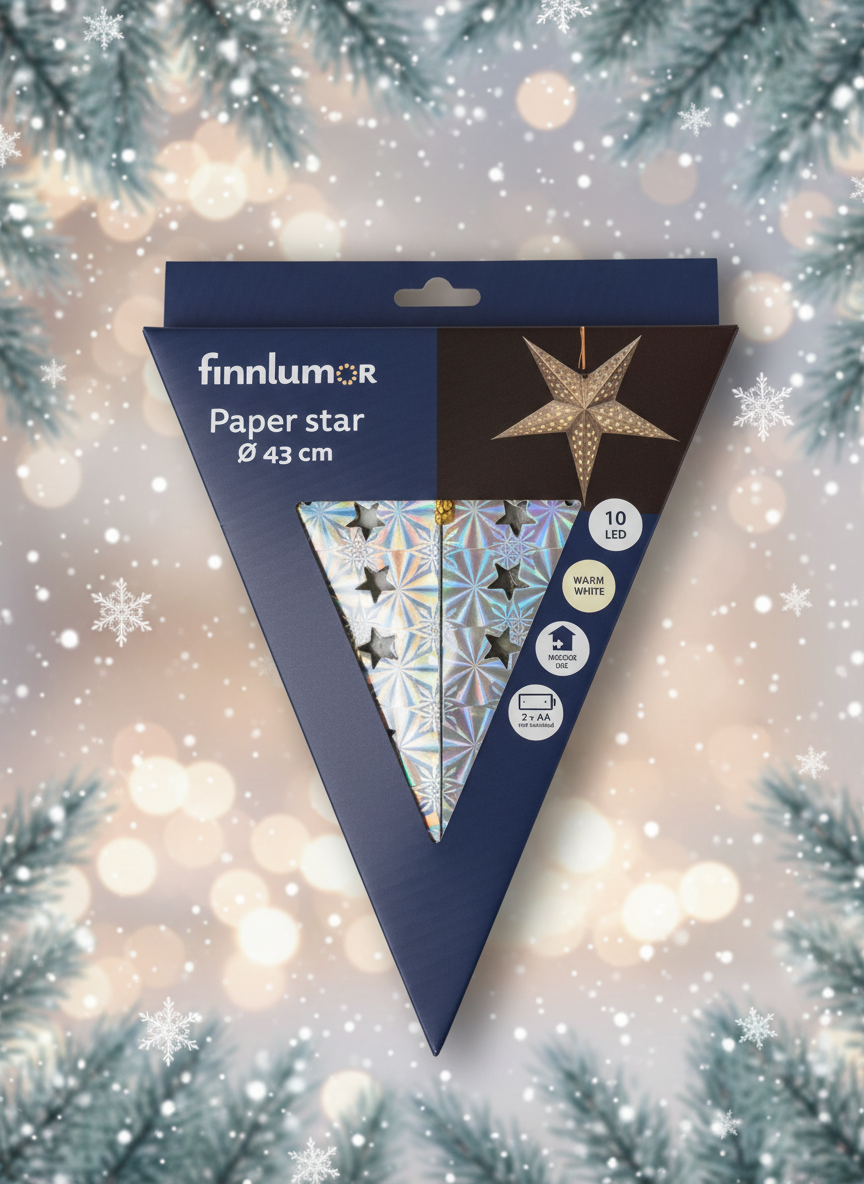 Paper star with winter background