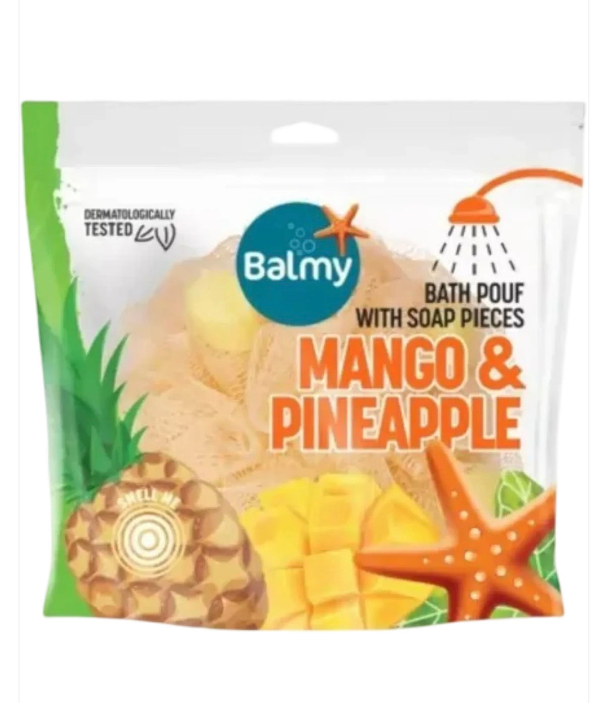 Balmy Naturel ķermeņa sūklis ar ziepju gabaliņiem – Mango & Ananāss