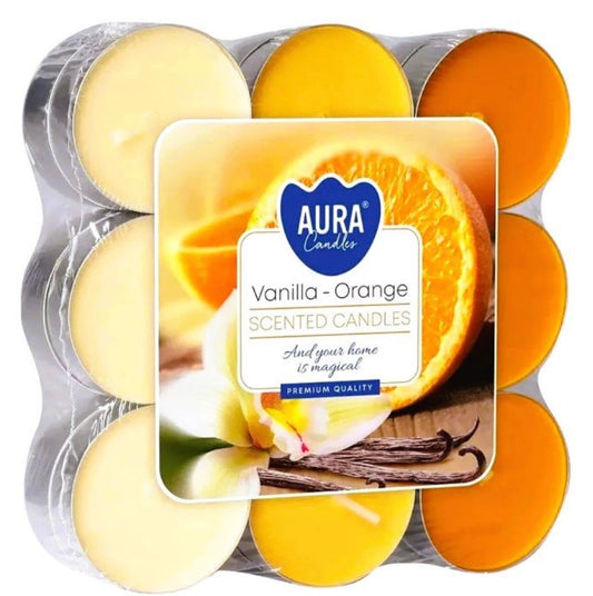Aromātiskās tējas sveces “Vanilla-Orange” 18 gab., 4 h