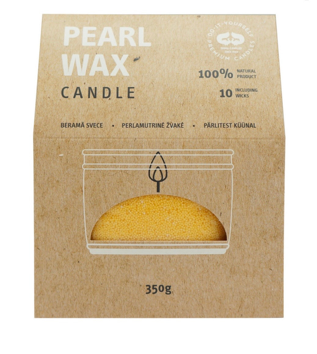 Pērļu vaska beramā svece “Pearl Wax” – dzeltena Diana Sveces