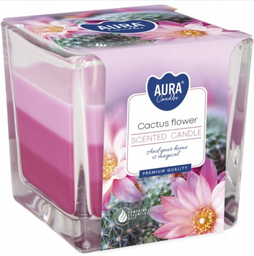 Svece stikla traukā “Cactus flower”  8x8 cm, 32 h