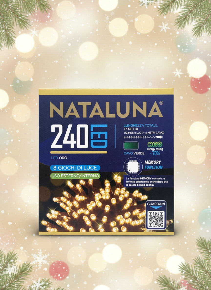 Ziemassvētku 240 LED gaismiņas oranžas 17 metri