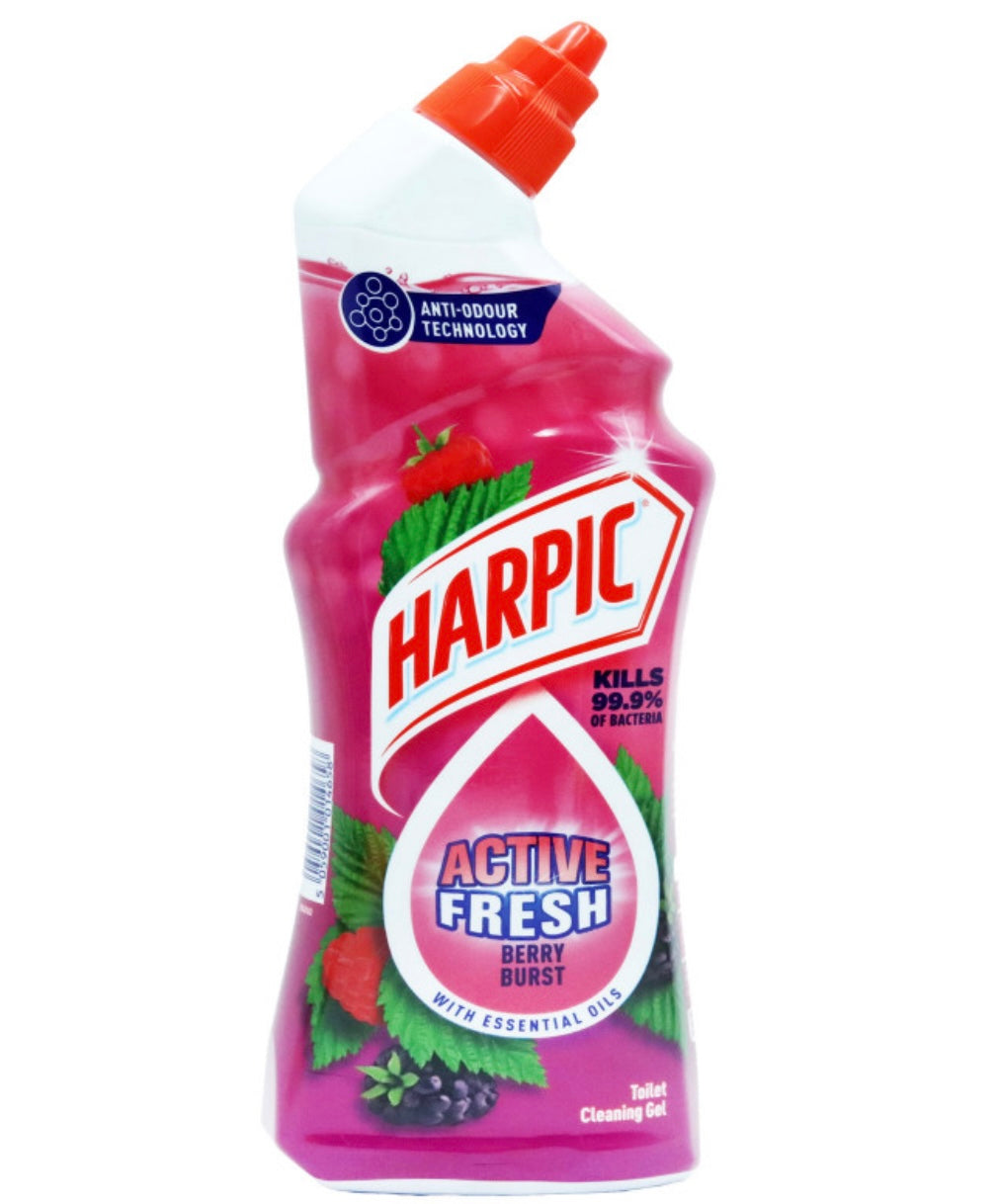 Harpic Active Fresh Gel Berry Burst 750 ml – efektīvs tualetes tīrīšanas līdzeklis
