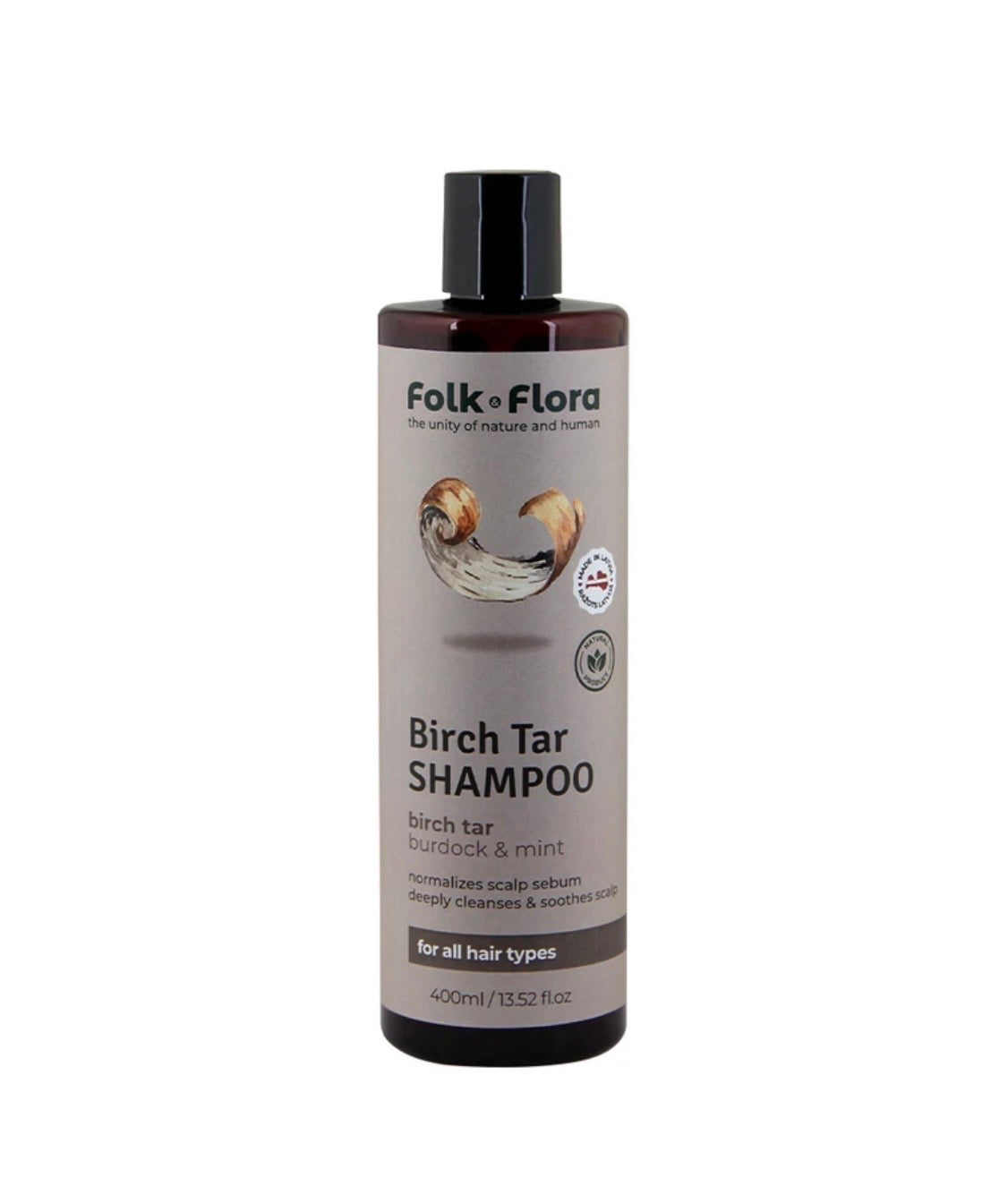 Folk Flora Birch Tar šampūns ar bērza darvu, diždadzi un piparmētru 400 ml