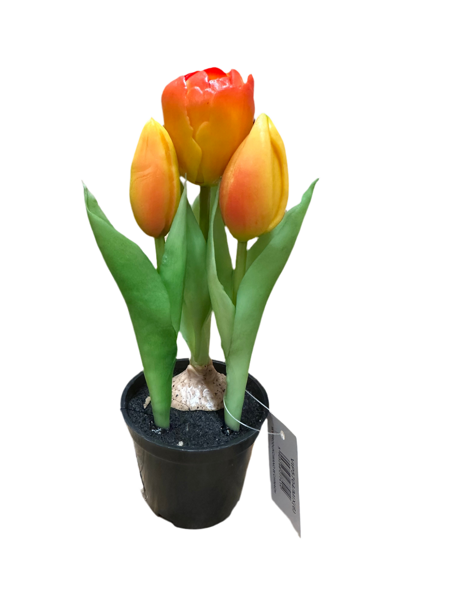 Mākslīgie ziedi- tulpes podiņā, oranža, augstums 24 cm