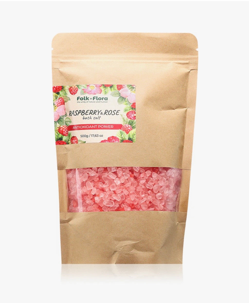 Folk Flora Aveņu un rožu antioksidantu vannas sāls, 500 g