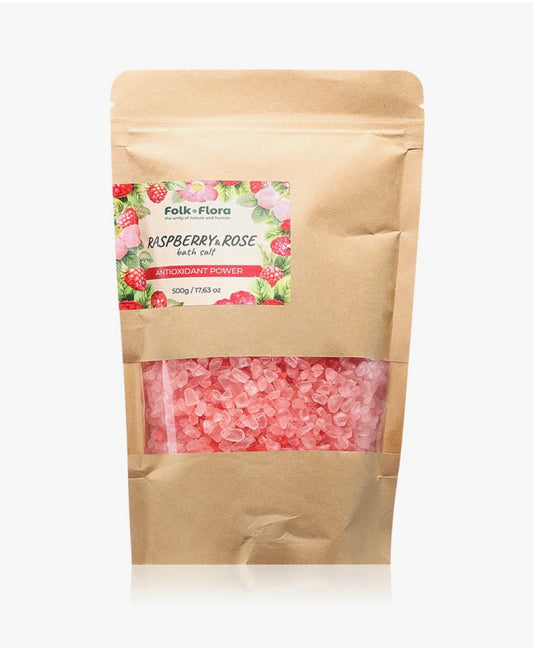 Folk Flora Aveņu un rožu antioksidantu vannas sāls, 500 g