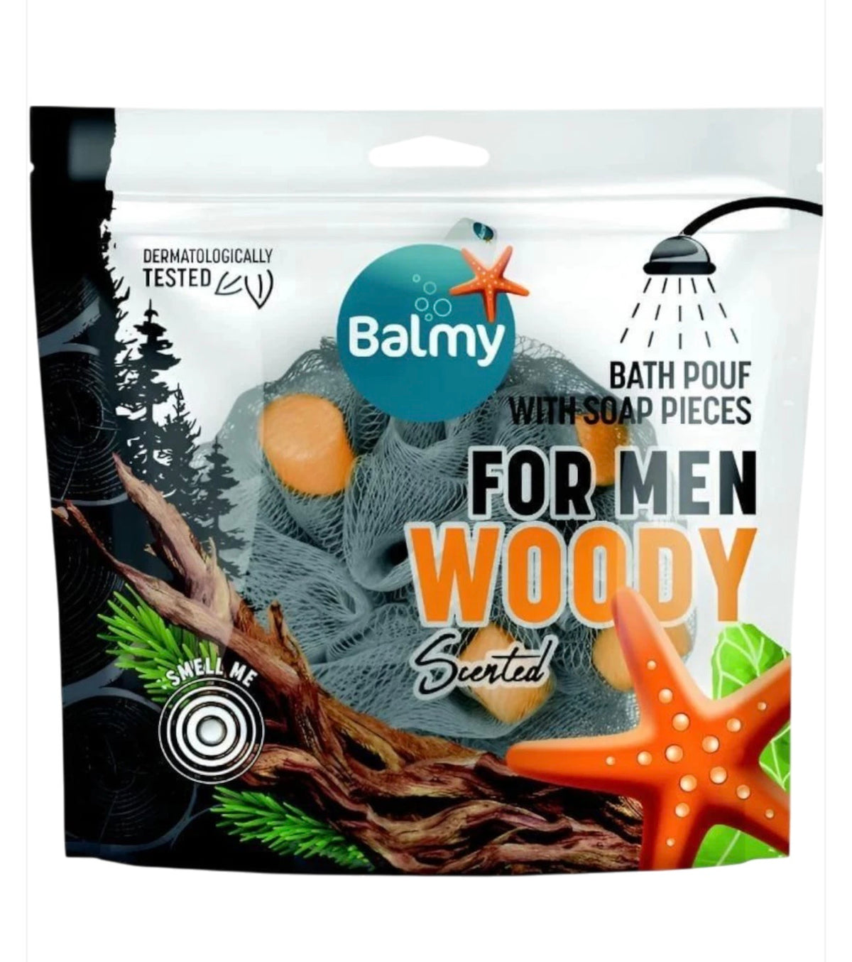 Balmy Naturel ķermeņa sūklis ar ziepju gabaliņiem – Vīriešiem, koksnes aromāts