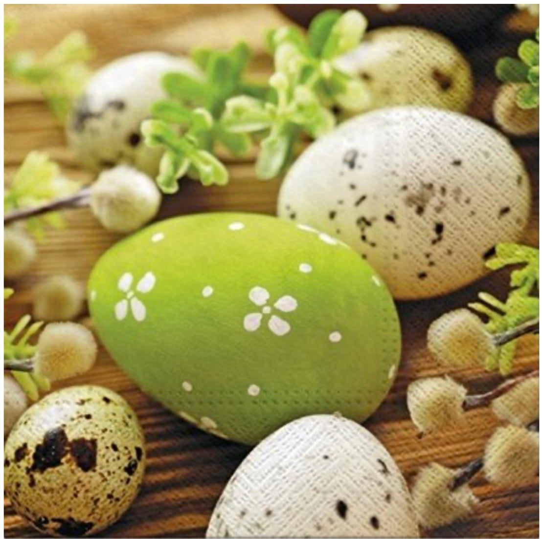 Salvetes Lieldienu olas pūpolos, 33×33 cm, 20 gab.