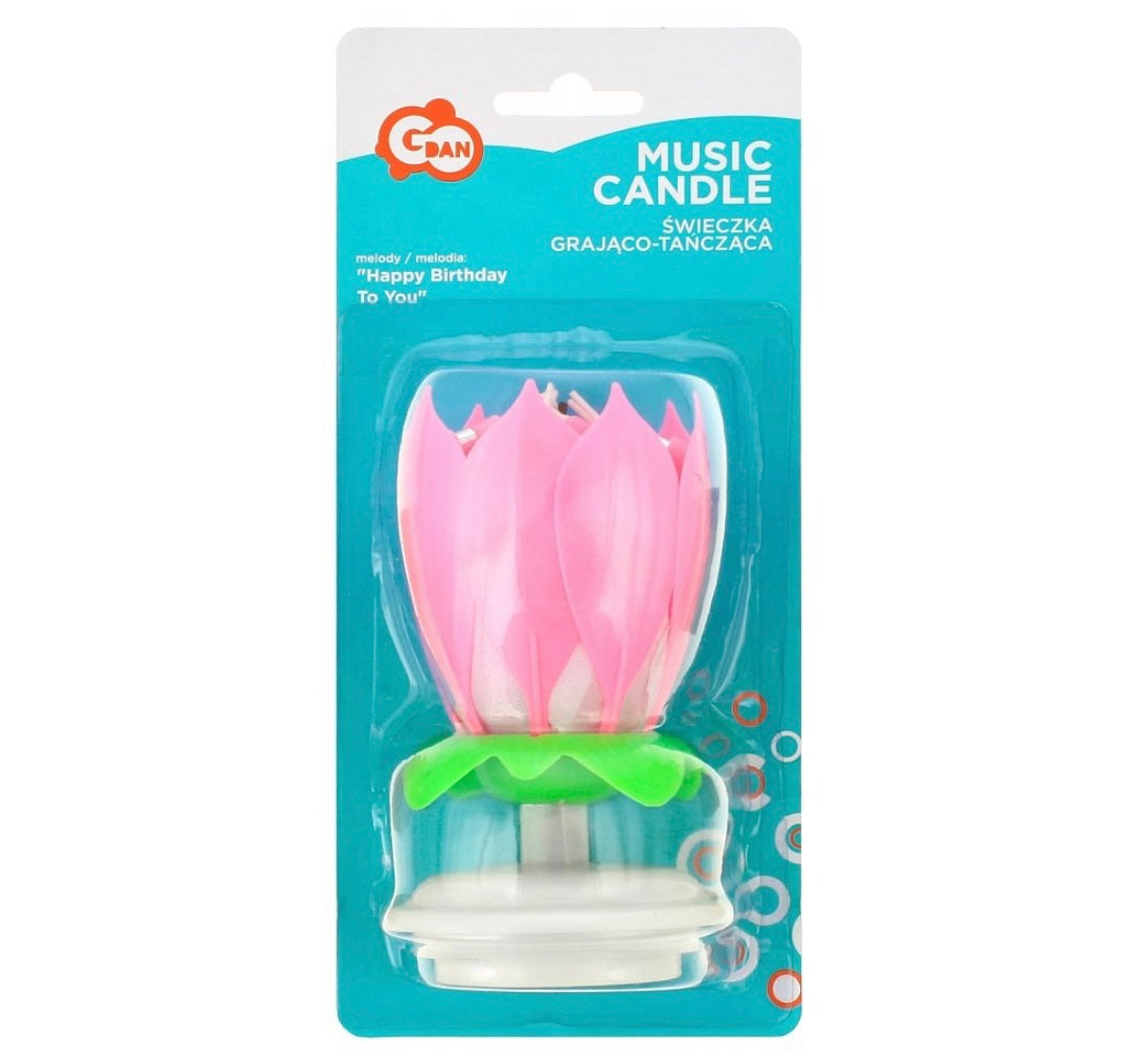 Jubilejas svece “Puķe” ar mūziku (rozā vai zila)