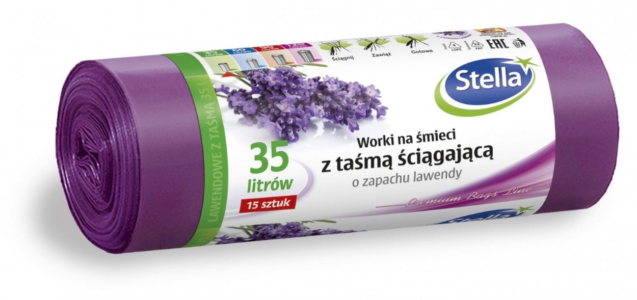 Atkritumu maisi 35 L, 15 gab., ar lavandas aromātu