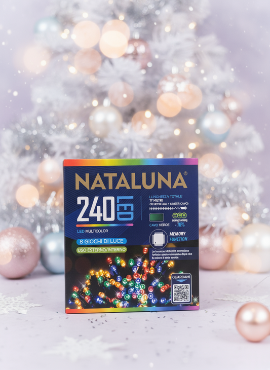 Ziemassvētku 240 LED gaismiņas krāsainas 17 metri