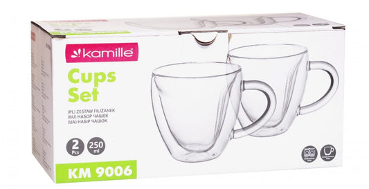 Dubultstikla termokrūzes 250 ml, 2 gab – ideālas karstiem un aukstiem dzērieniem