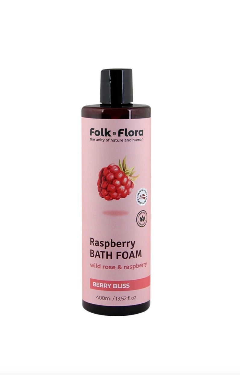 Folk Flora Mežrozītes un avenes vannas putas “Ogu svētlaime”, 400 ml