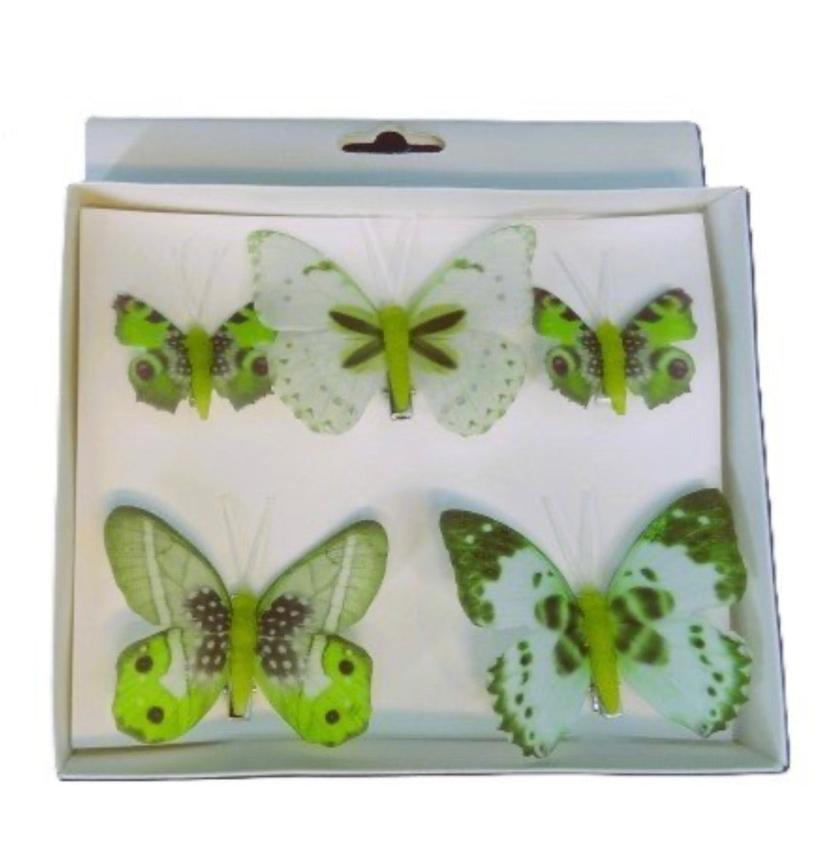 Dekoratīvās piespraudes Taurenīši, 5 gab., dzeltenu/zaļu toņu miks