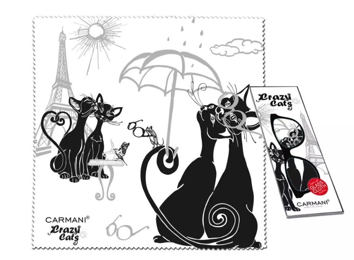 Lupatiņa 20x20cm briļļu tīrīšanai Crazy cats