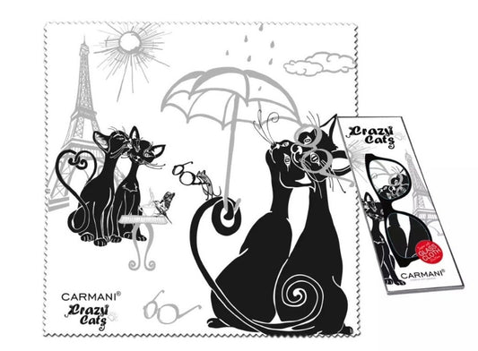 Lupatiņa 20x20cm briļļu tīrīšanai Crazy cats