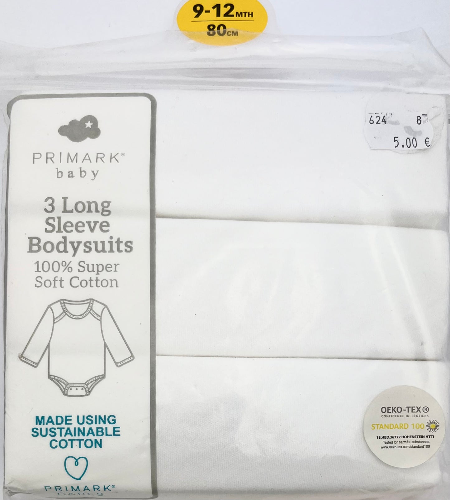 Bērnu bodiji - Primark - 80cm EU - 9-12M UK - Komplekts - 3 gb.