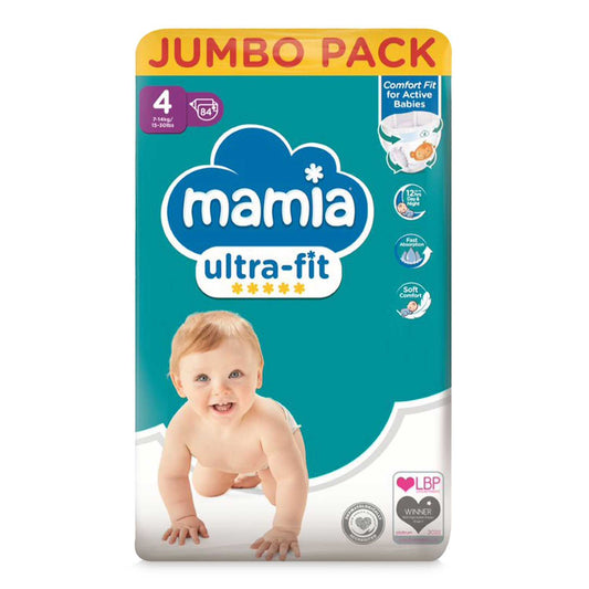 Mamia Ultra Fit autiņbiksītes 4. izmērs 7-14kg 84gb Iepakojumā Jumbo Pack