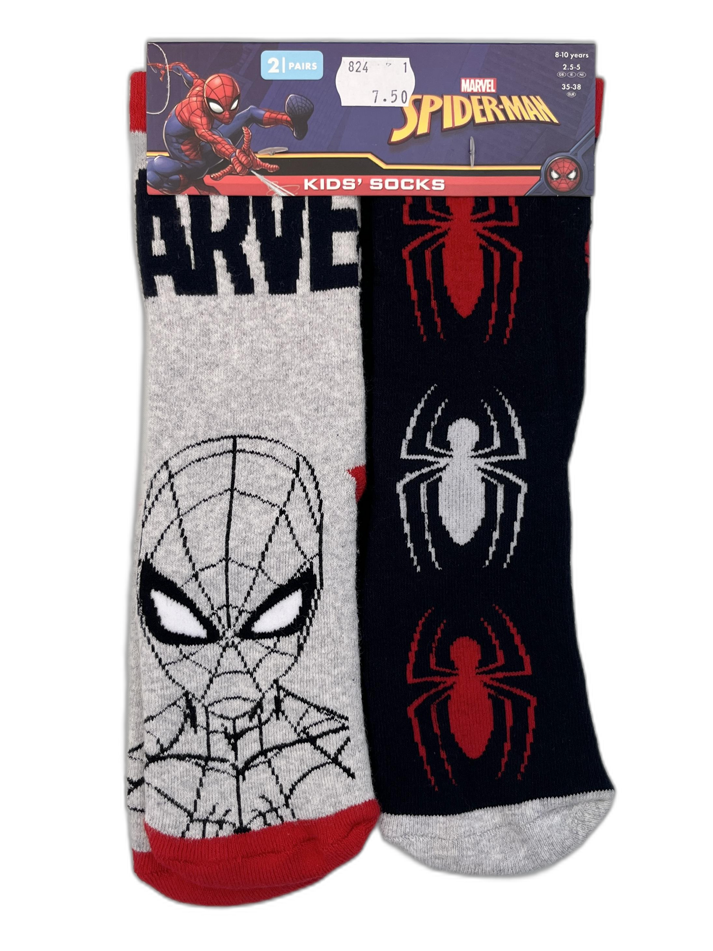 Zēnu zeķes - Marvel - Spider-Man - 8-10 gadi - EU 35-38 - 2 gb.