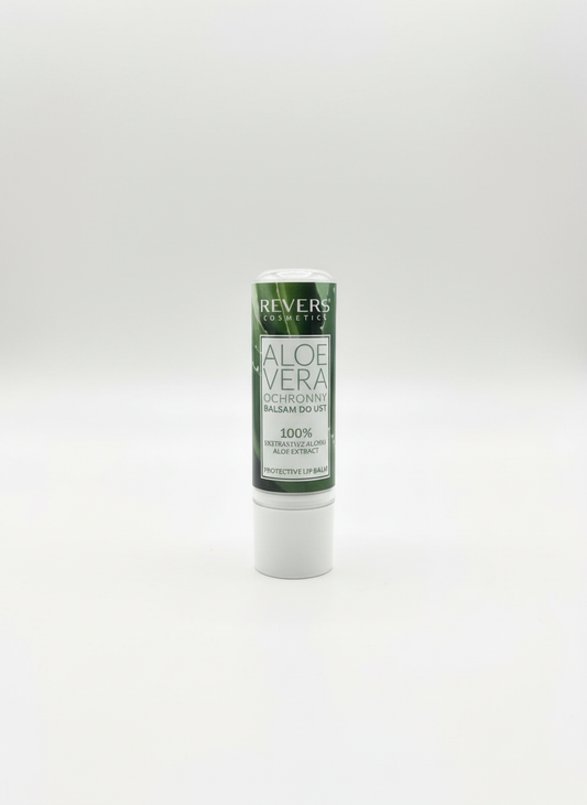 Aloe Vera lip balm with neutral background