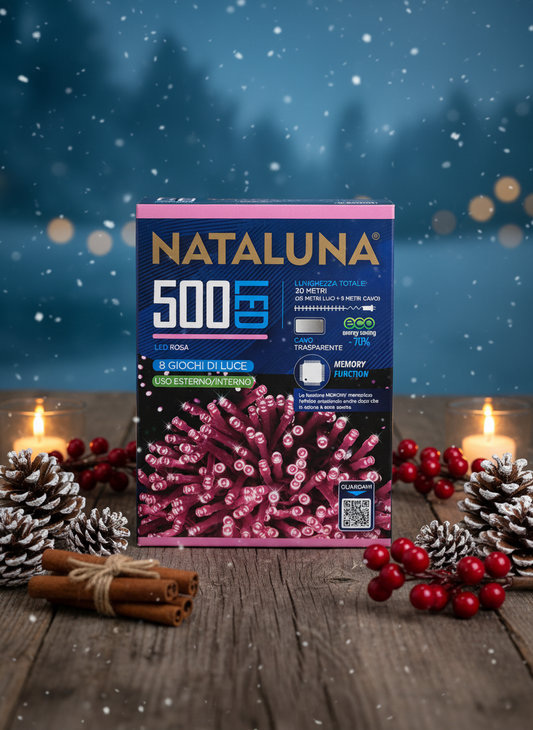 Ziemassvētku 500 LED gaismiņas rozā 30m