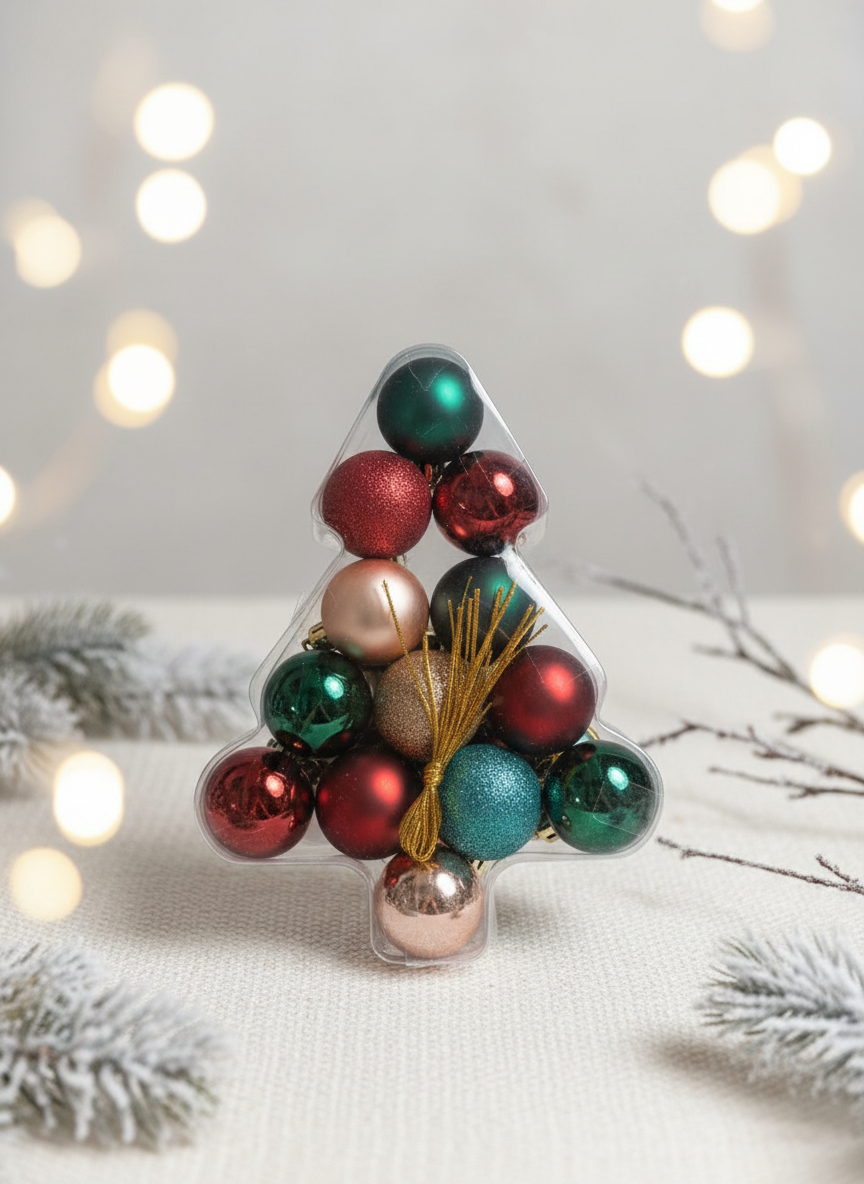 Christmas ornament set with subtle festive background