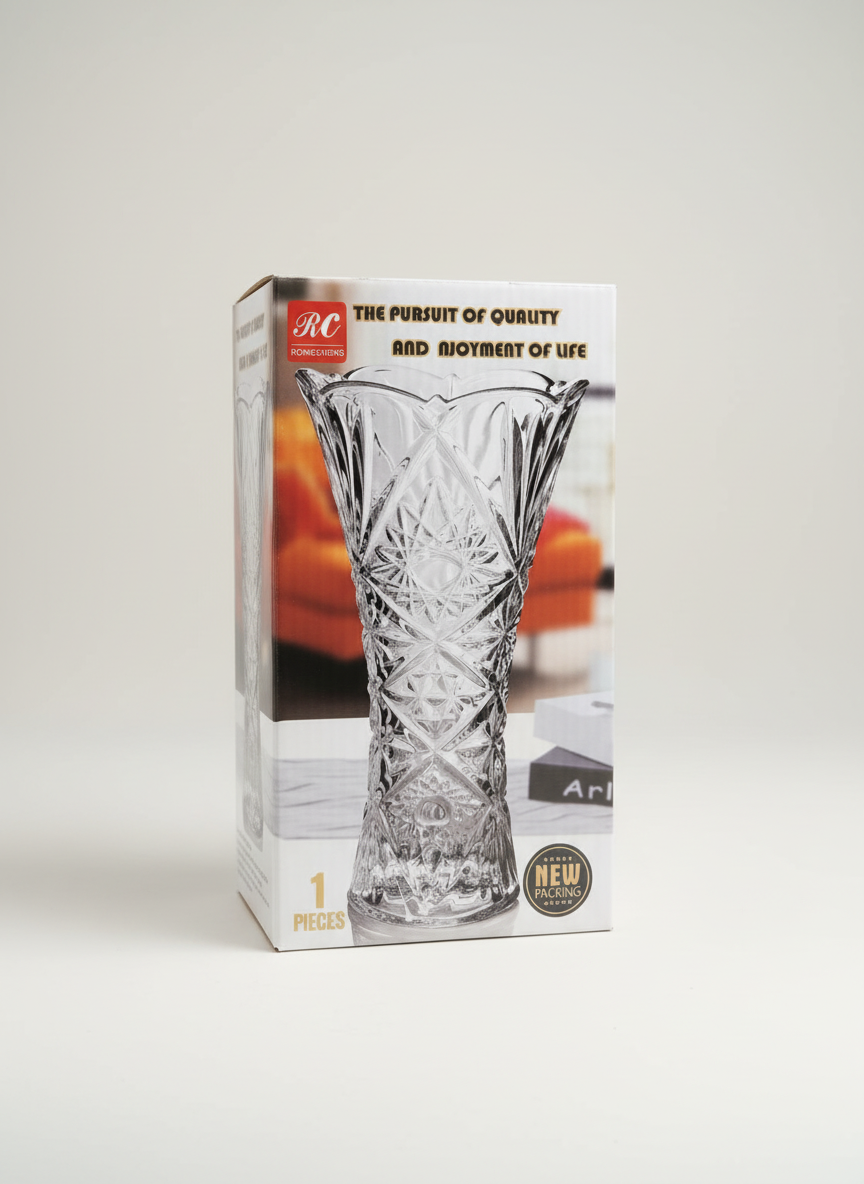 Crystal vase with neutral background