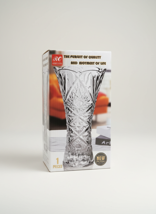 Crystal vase with neutral background