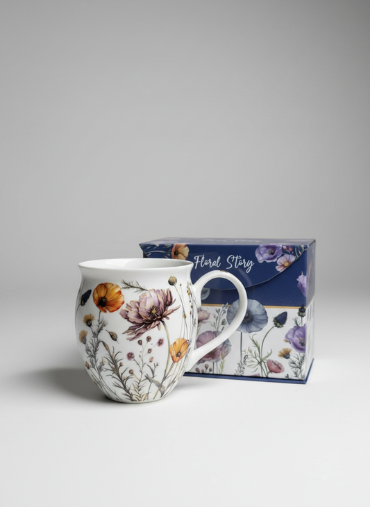 Floral mug with neutral background