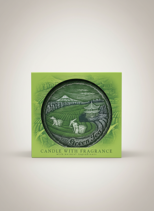 Green Tea candle with neutral background