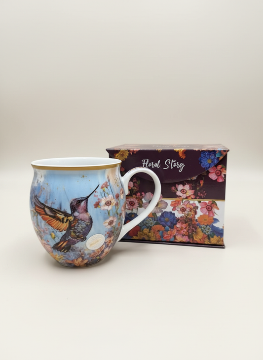 Hummingbird mug with neutral background